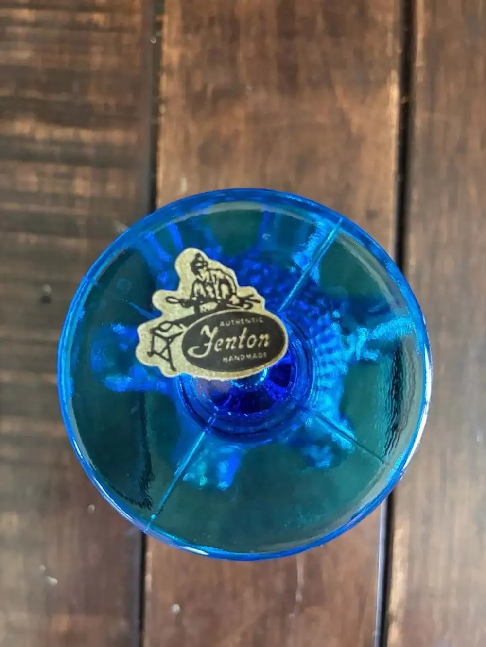 Vintage Fenton Colonial Blue Hobnail Ruffled Footed Vase 4